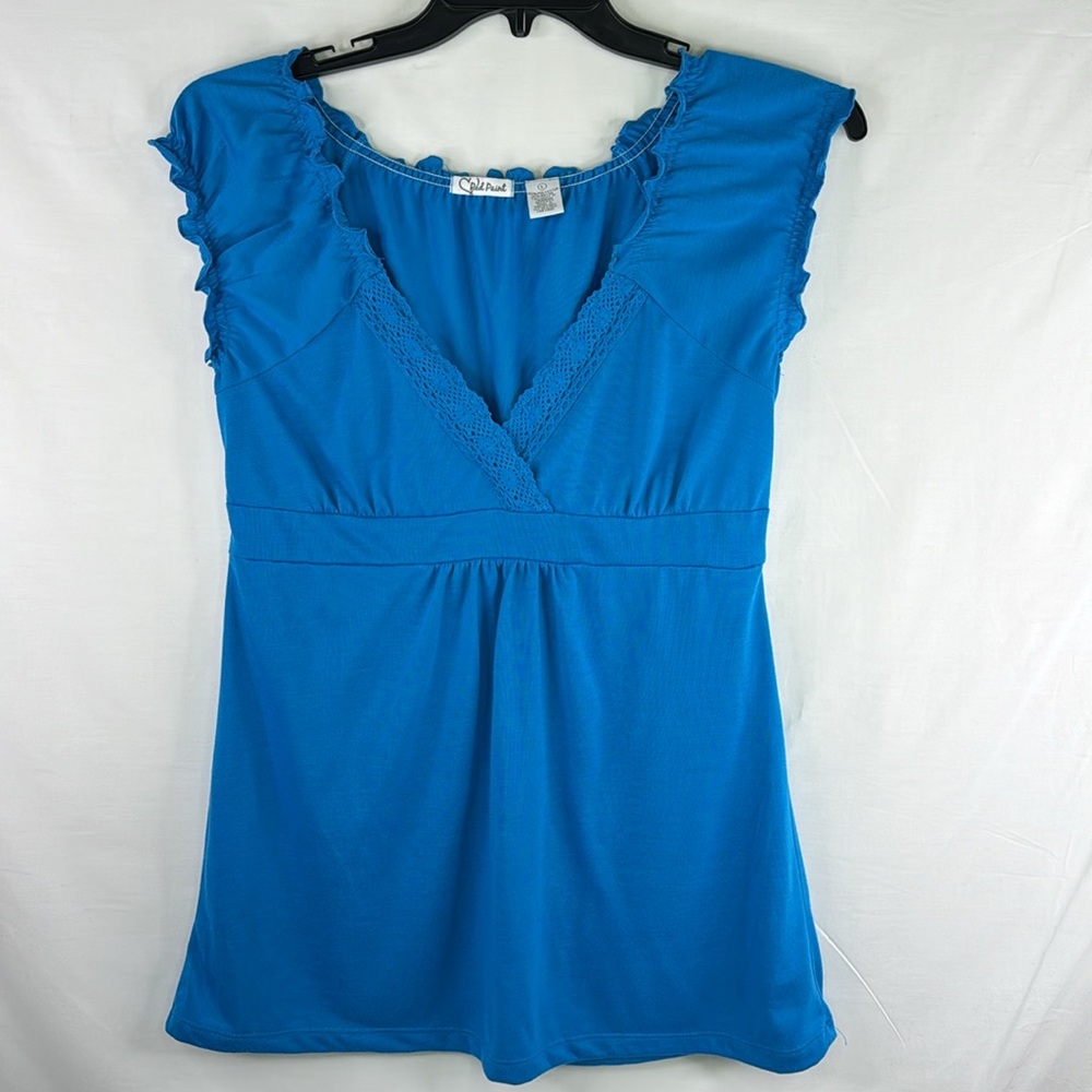 Women's Blue Crochet Top Size:L